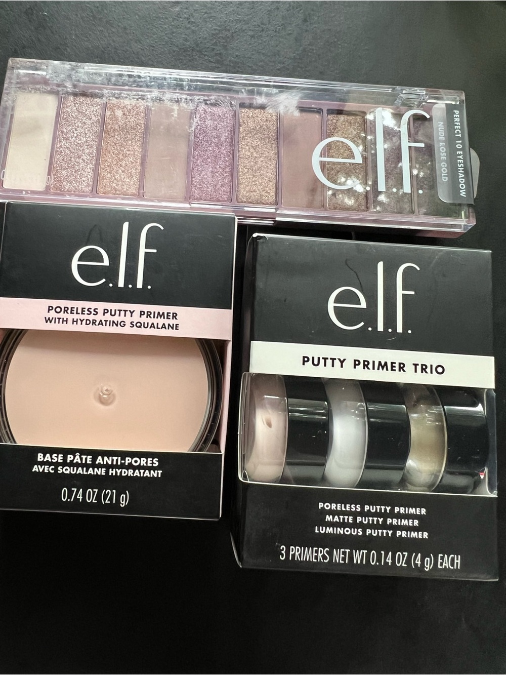 Elf Eye Shadow & Putty Prime Trio & Pore les Putty Primer with Hydrating SQ
